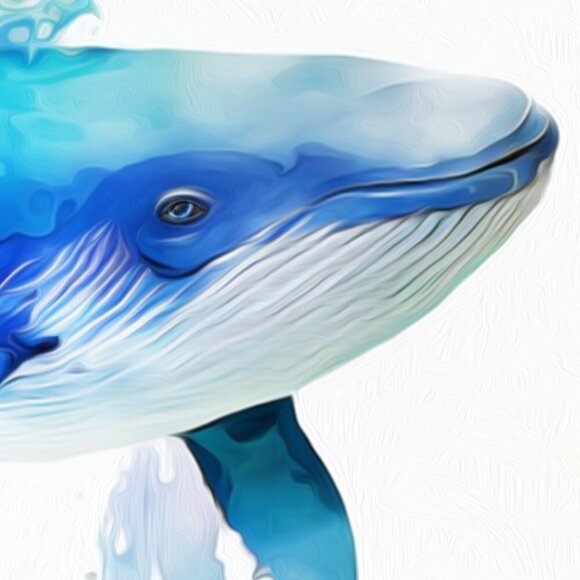 Blue Whale Watercolor Oil Painting Wall Art Print - Picture 5 of 7